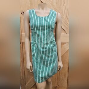 Vintage | Green Striped Pullover Tie Back Apron